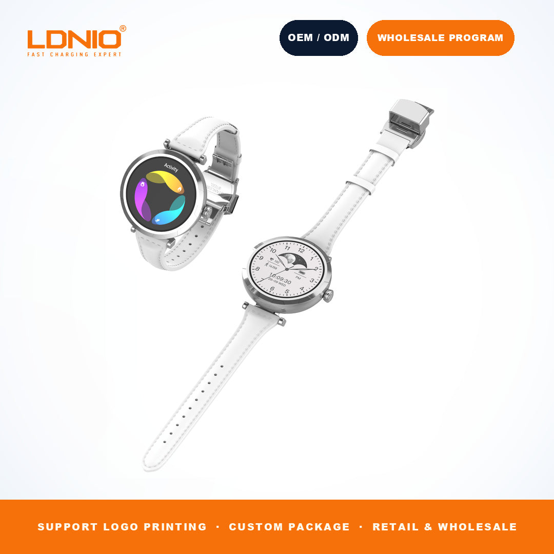 LDNIO SW2 Ladies Round Smart Watch Thin Leather Strap