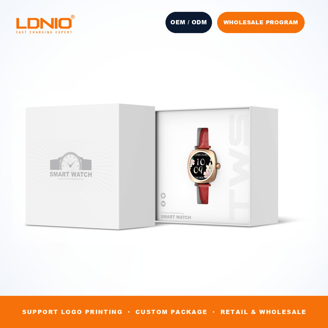 LDNIO SW3 Women Square Smart Watch Luxury Leather Strap