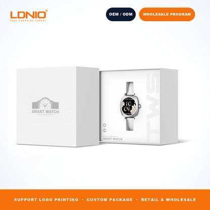 LDNIO SW3 Women Square Smart Watch Luxury Leather Strap