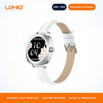 LDNIO SW3 Women Square Smart Watch Luxury Leather Strap