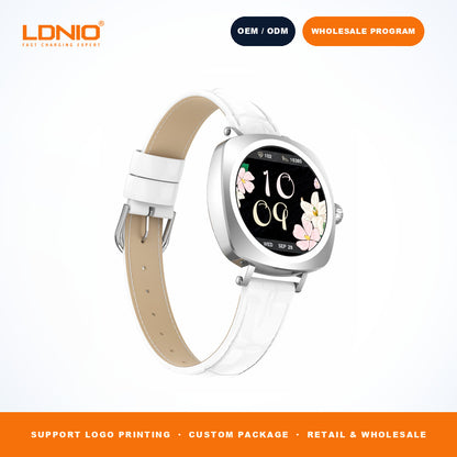 LDNIO SW3 Women Square Smart Watch Luxury Leather Strap