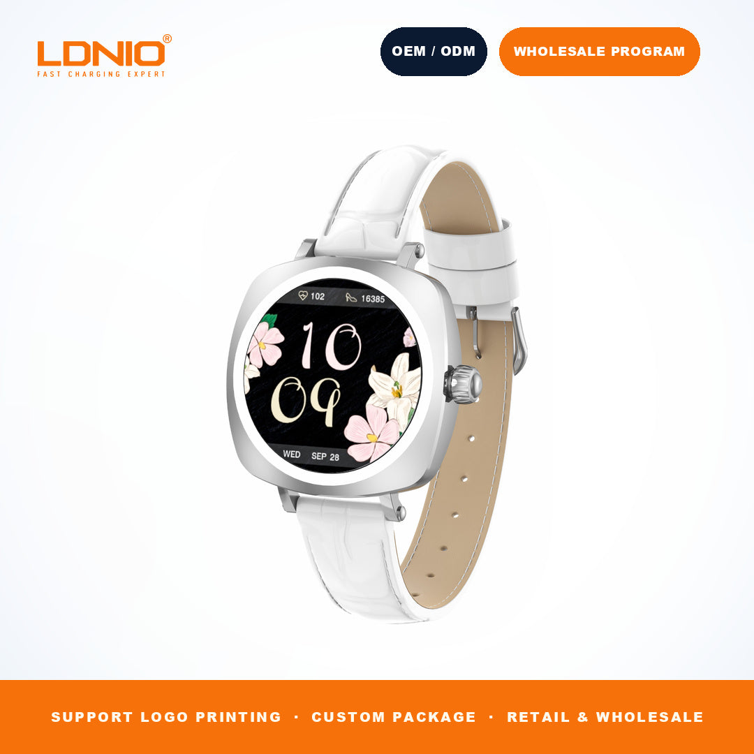 LDNIO SW3 Women Square Smart Watch Luxury Leather Strap