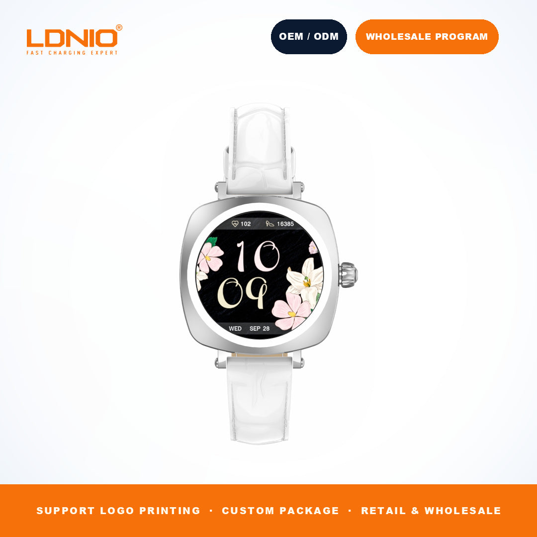 LDNIO SW3 Women Square Smart Watch Luxury Leather Strap