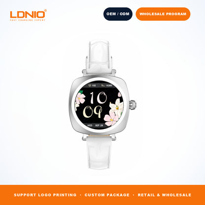LDNIO SW3 Women Square Smart Watch Luxury Leather Strap
