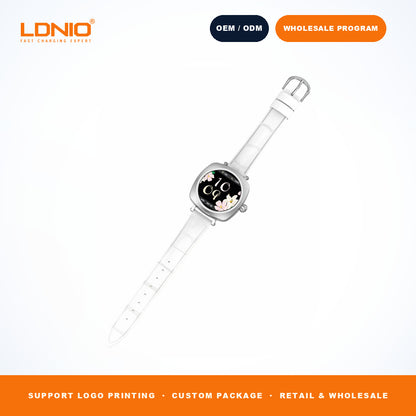 LDNIO SW3 Women Square Smart Watch Luxury Leather Strap