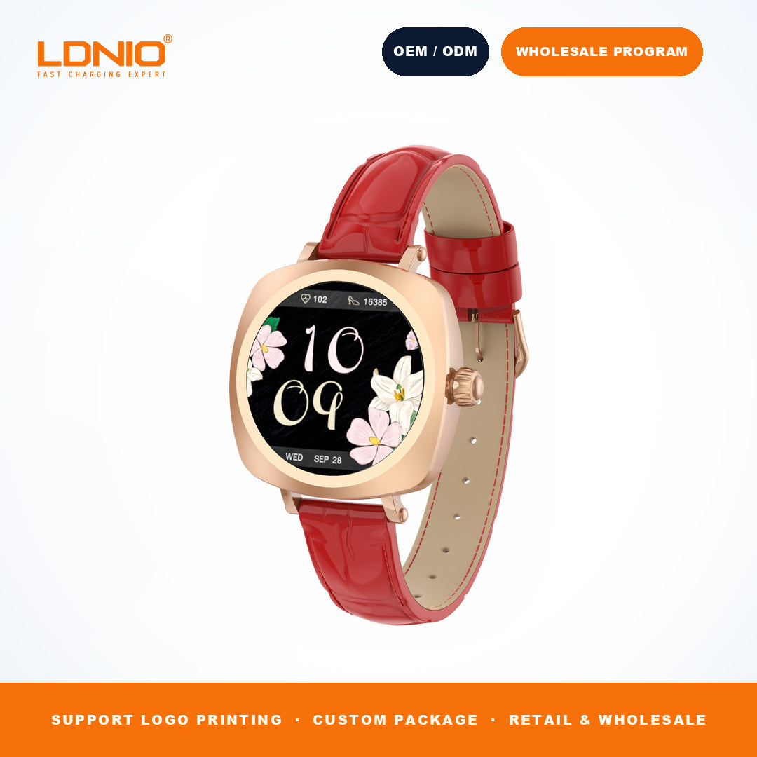 LDNIO SW3 Women Square Smart Watch Luxury Leather Strap