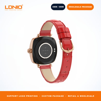 LDNIO SW3 Women Square Smart Watch Luxury Leather Strap