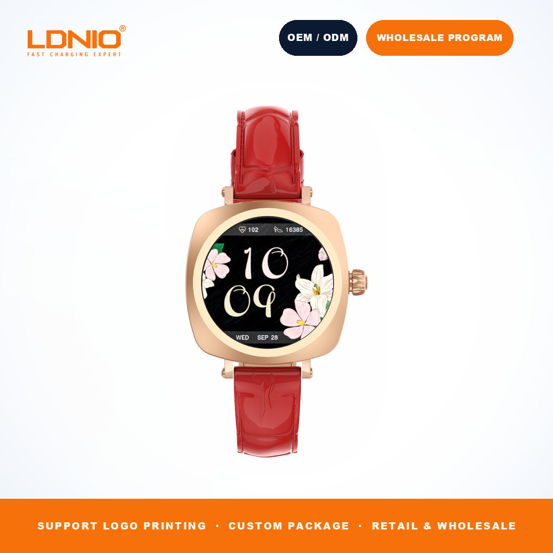 LDNIO SW3 Women Square Smart Watch Luxury Leather Strap