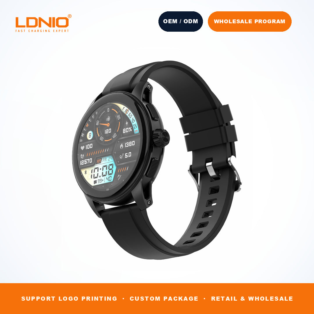 LDNIO SW5 Men Round Skeleton Smart Watch Silicone Strap