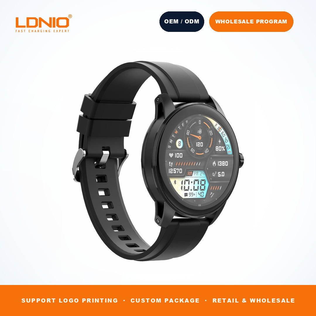 LDNIO SW5 Men Round Skeleton Smart Watch Silicone Strap