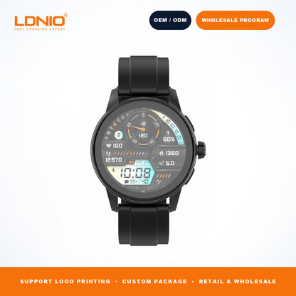 LDNIO SW5 Men Round Skeleton Smart Watch Silicone Strap