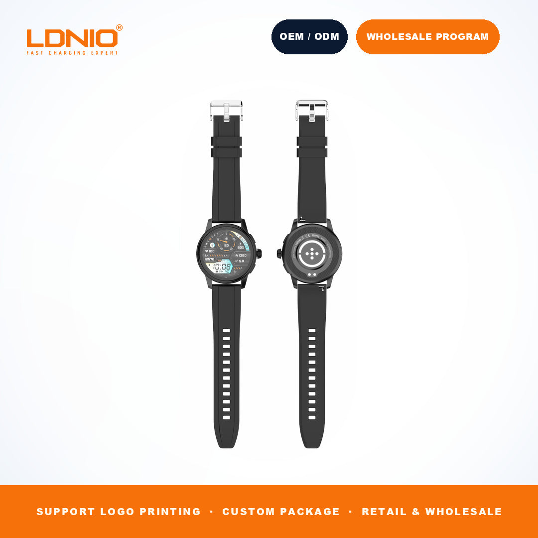 LDNIO SW5 Men Round Skeleton Smart Watch Silicone Strap