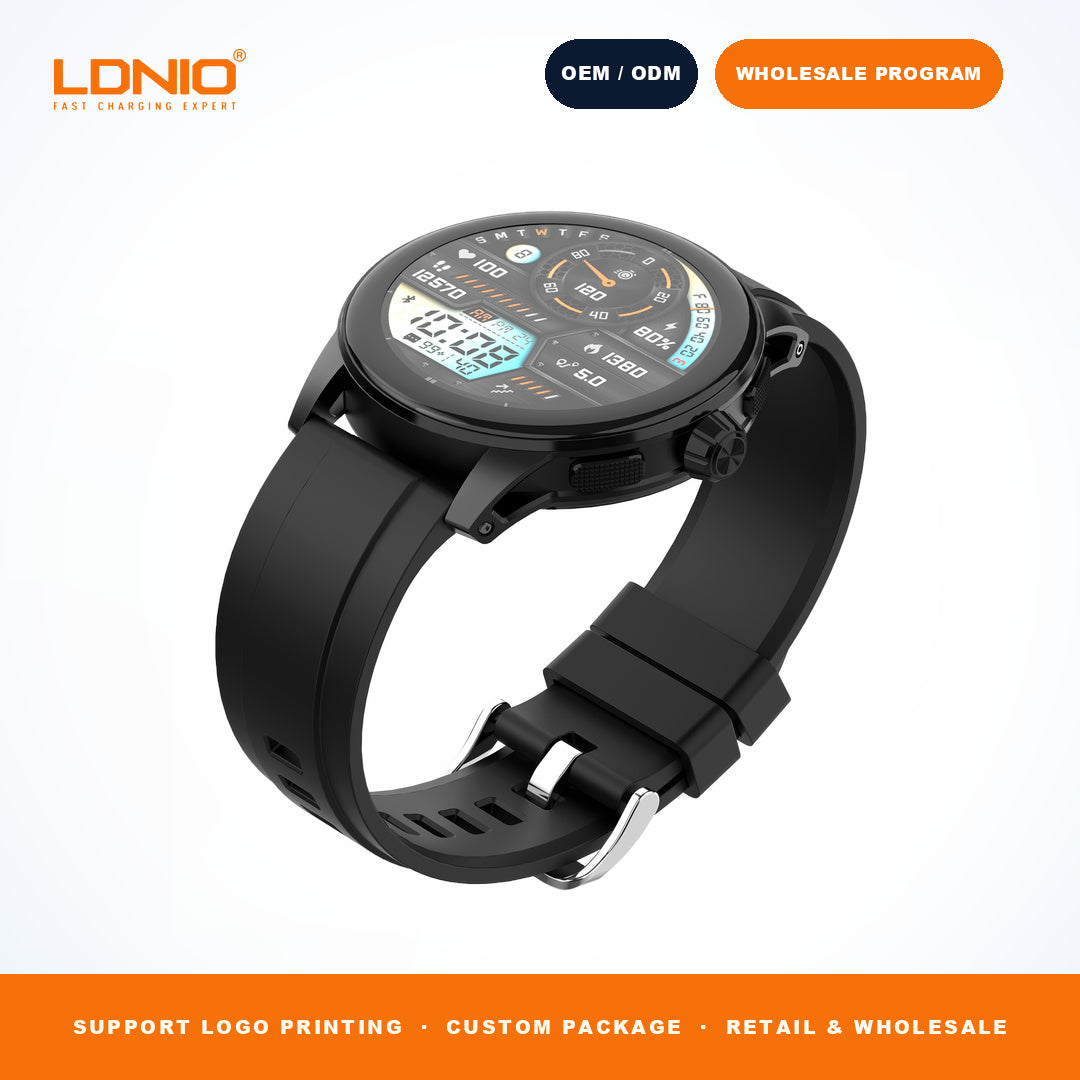 LDNIO SW5 Men Round Skeleton Smart Watch Silicone Strap