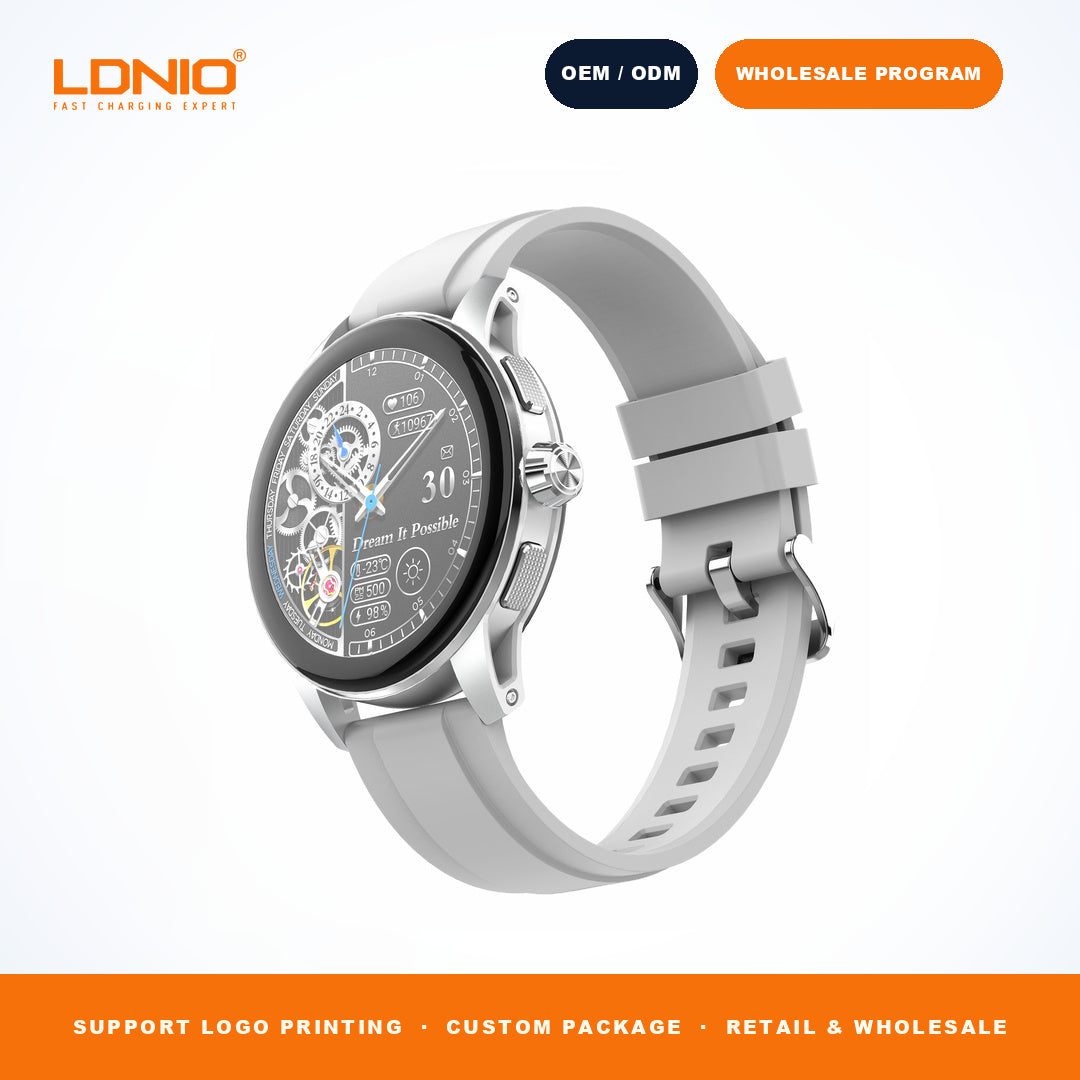 LDNIO SW5 Men Round Skeleton Smart Watch Silicone Strap