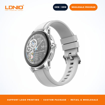 LDNIO SW5 Men Round Skeleton Smart Watch Silicone Strap