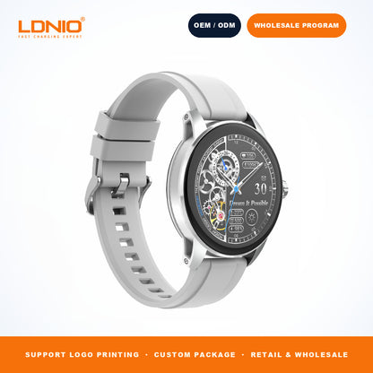 LDNIO SW5 Men Round Skeleton Smart Watch Silicone Strap