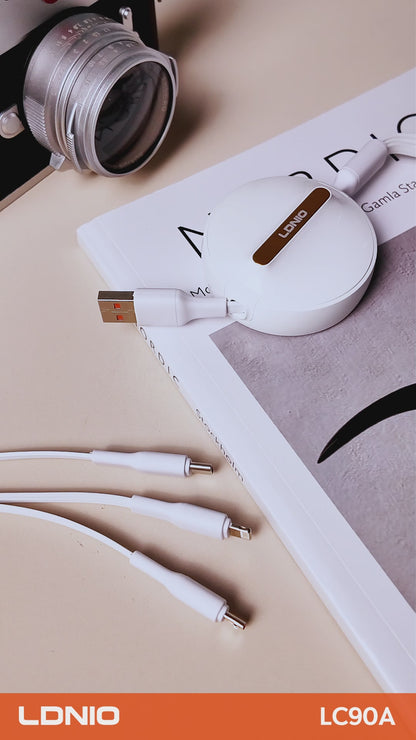 LDNIO 3 IN1 Retractable data cable LC90A