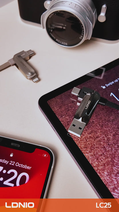 LDNIO LC25 100W 4-in-1 Fast Charging Data Cable, Multi Connectors for All Devices
