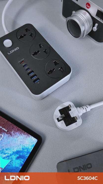 LDNIO 3 AC Outlets + 6 USB SC3604 Universal Power Strip