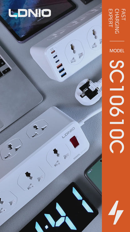 LDNIO 33W  USB Charging SC10610C 10-Outlet Universal Power Strip